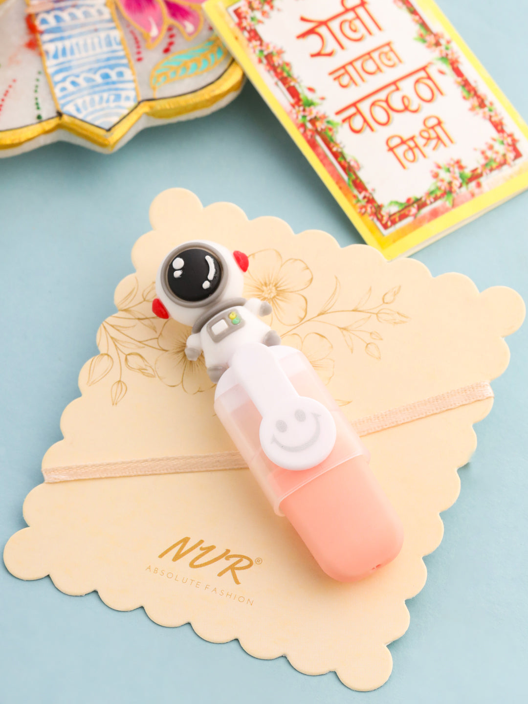 NVR Kids Cartoon Designer Peach Thread Rakhi with Roli Chawal Chandan & Mishri - Distacart