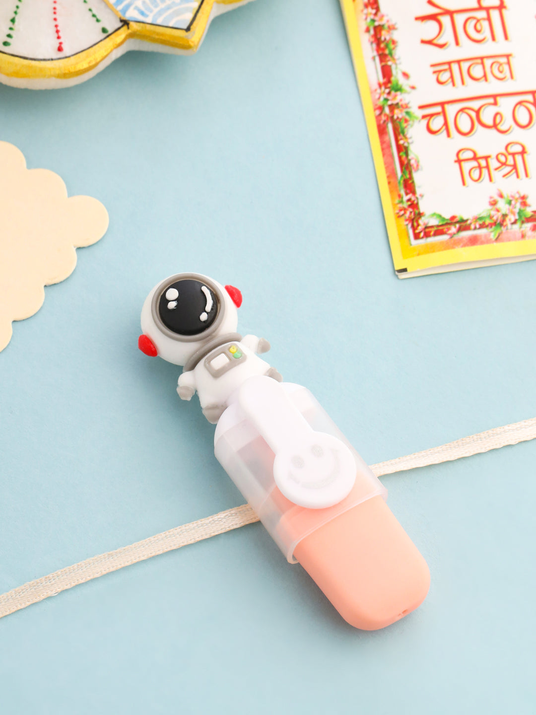 NVR Kids Cartoon Designer Peach Thread Rakhi with Roli Chawal Chandan & Mishri - Distacart