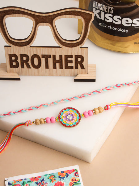 NVR Men Set of 2 Multicolor Artificial Stones & Beads Thread Rakhi Combo