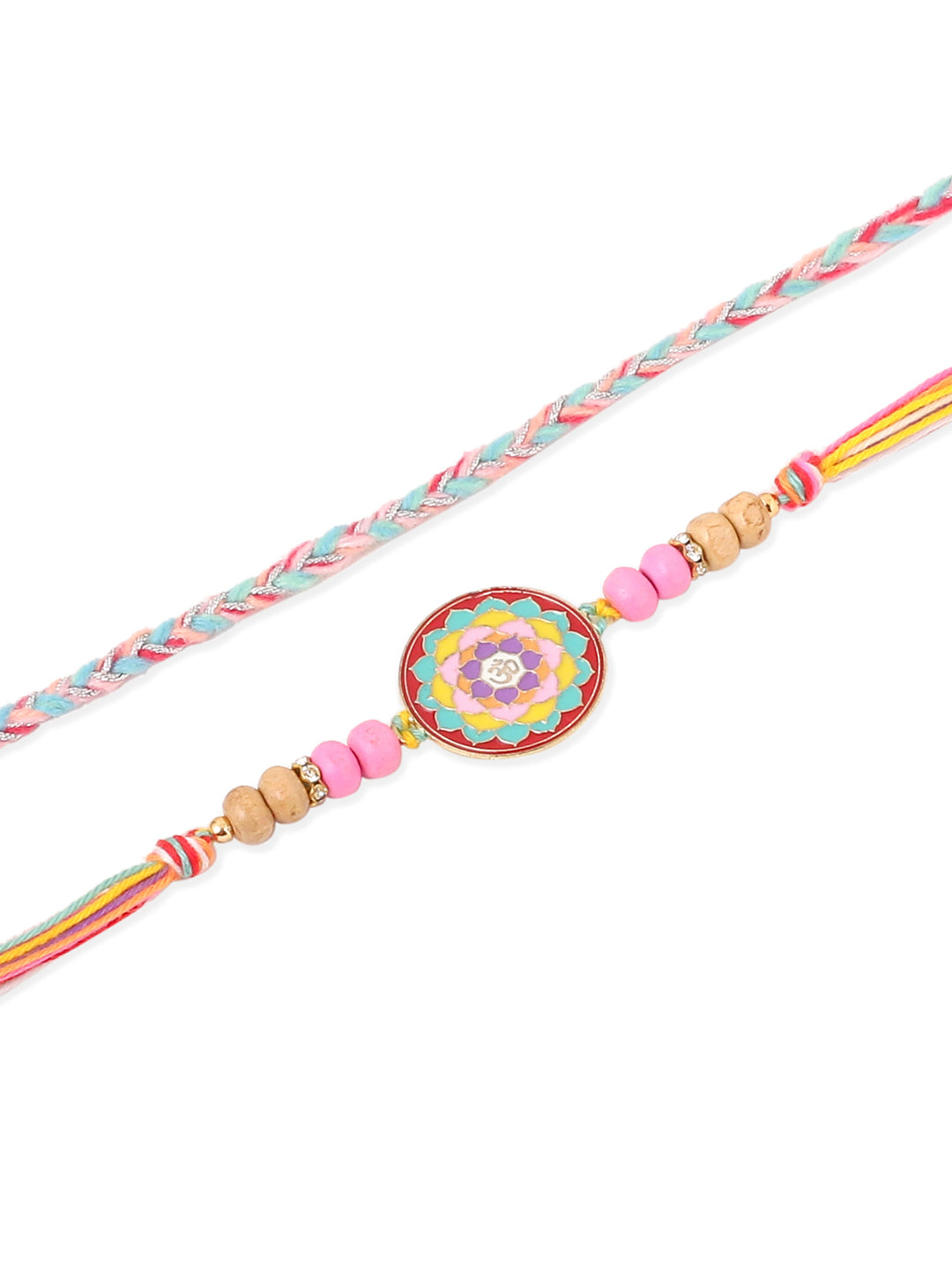 NVR Men Set of 2 Multicolor Artificial Stones & Beads Thread Rakhi with Roli Chawal Chandan & Mishri - Distacart