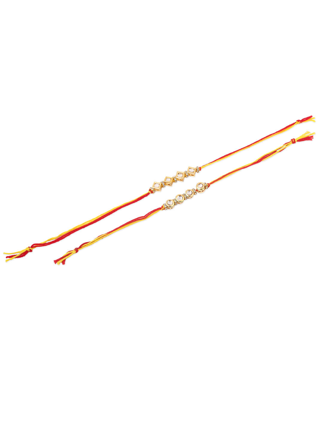 NVR Men's Set of 2 Multicolor Kundan Studded Thread Rakhi, Combo for Rakshabandhan - Distacart