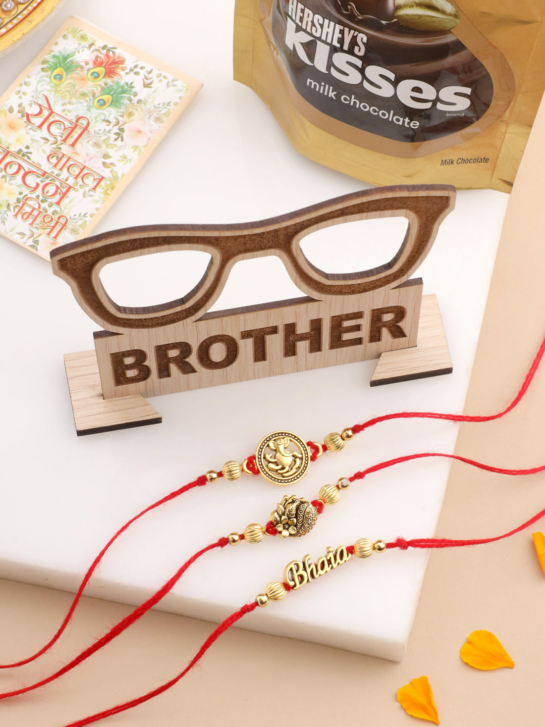 NVR Men's Set of 3 Gold Toned Thread Rakhi Set, Combo for Rakshabandhan - Distacart