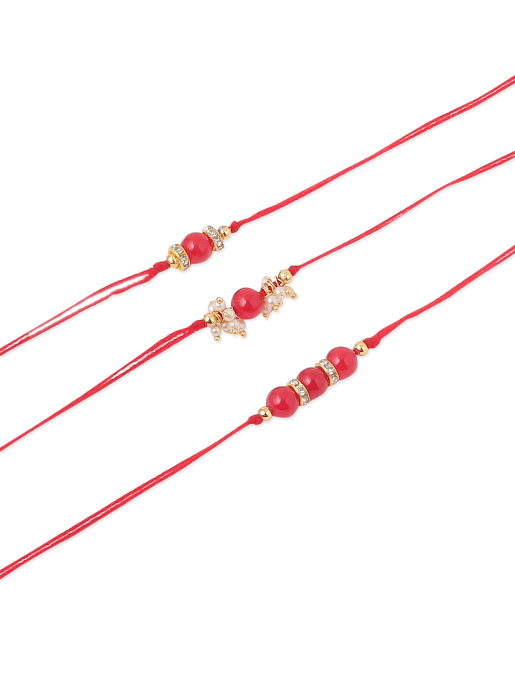 NVR Men Set of 3 Red Artificial Beads & Pearls Thread Rakhi, Combo for Rakshabandhan - Distacart
