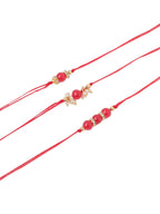 NVR Men Set of 3 Red Artificial Beads & Pearls Thread Rakhi, Combo for Rakshabandhan - Distacart