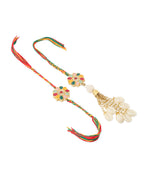 NVR Set of 2 Artificial Beads & Sea Shell Floral Design Bhaiya Bhabhi Rakhi Combo - Distacart