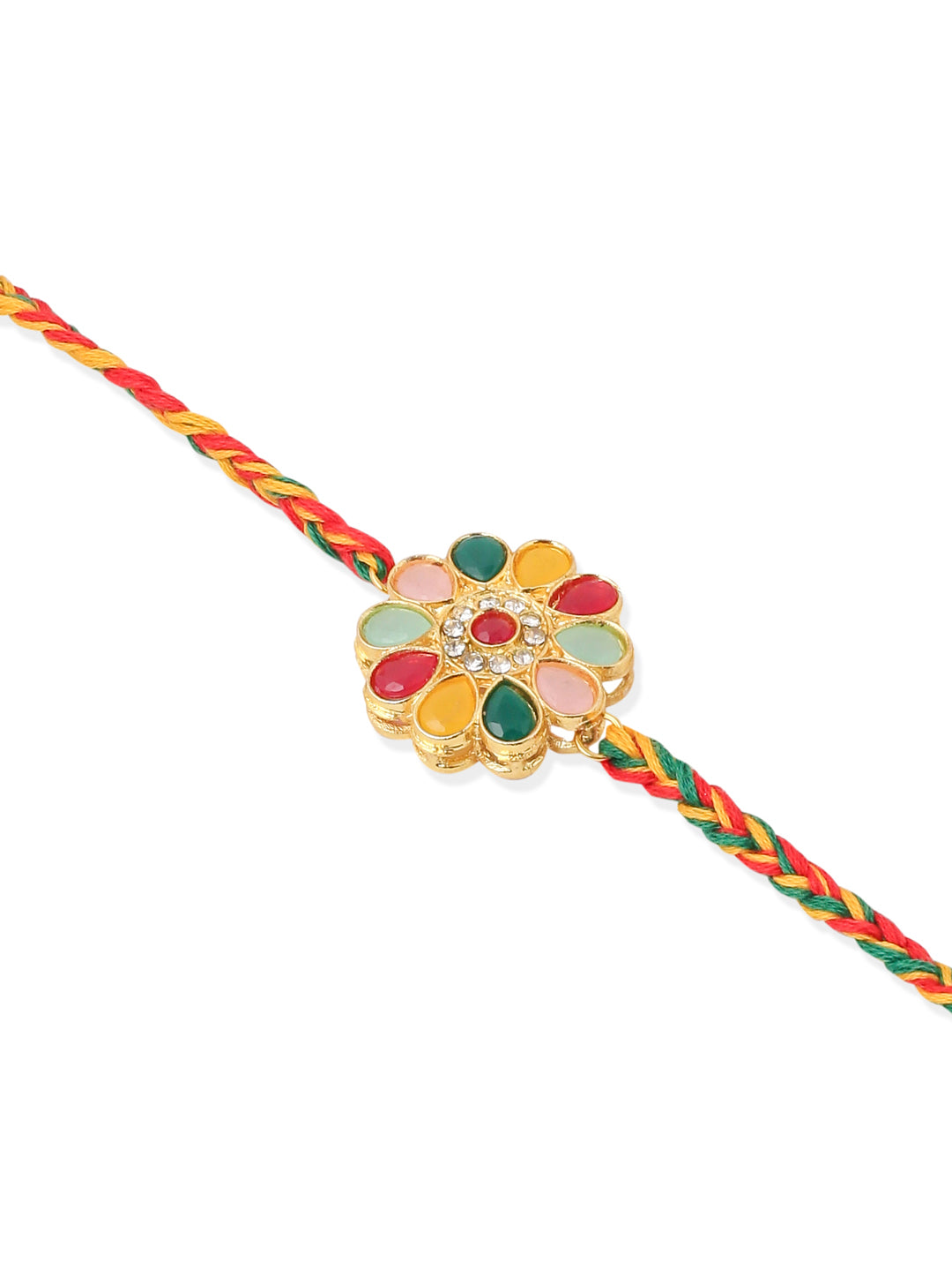 NVR Set of 2 Artificial Beads & Sea Shell Floral Design Bhaiya Bhabhi Rakhi Combo - Distacart