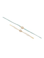 NVR Set of 2 White Pearls & Artificial Beads Bhaiya Bhabhi Rakhi Set, Combo for Rakshabandhan - Distacart