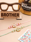 NVR Men Set of 2 Artificial Stones & Beads Floral Design Thread Rakhi Combo - Distacart