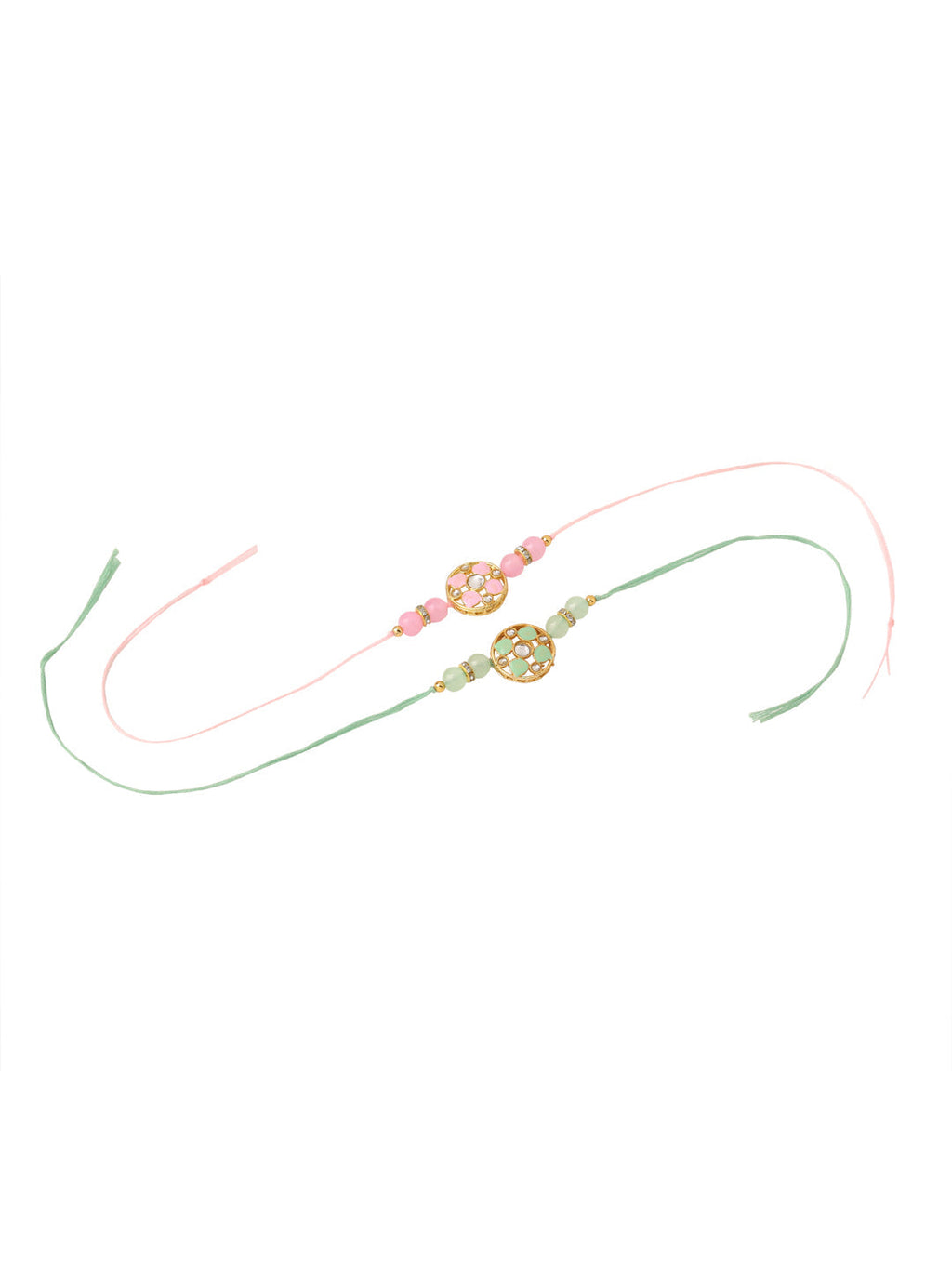 NVR Men Set of 2 Artificial Stones & Beads Floral Design Thread Rakhi Combo - Distacart