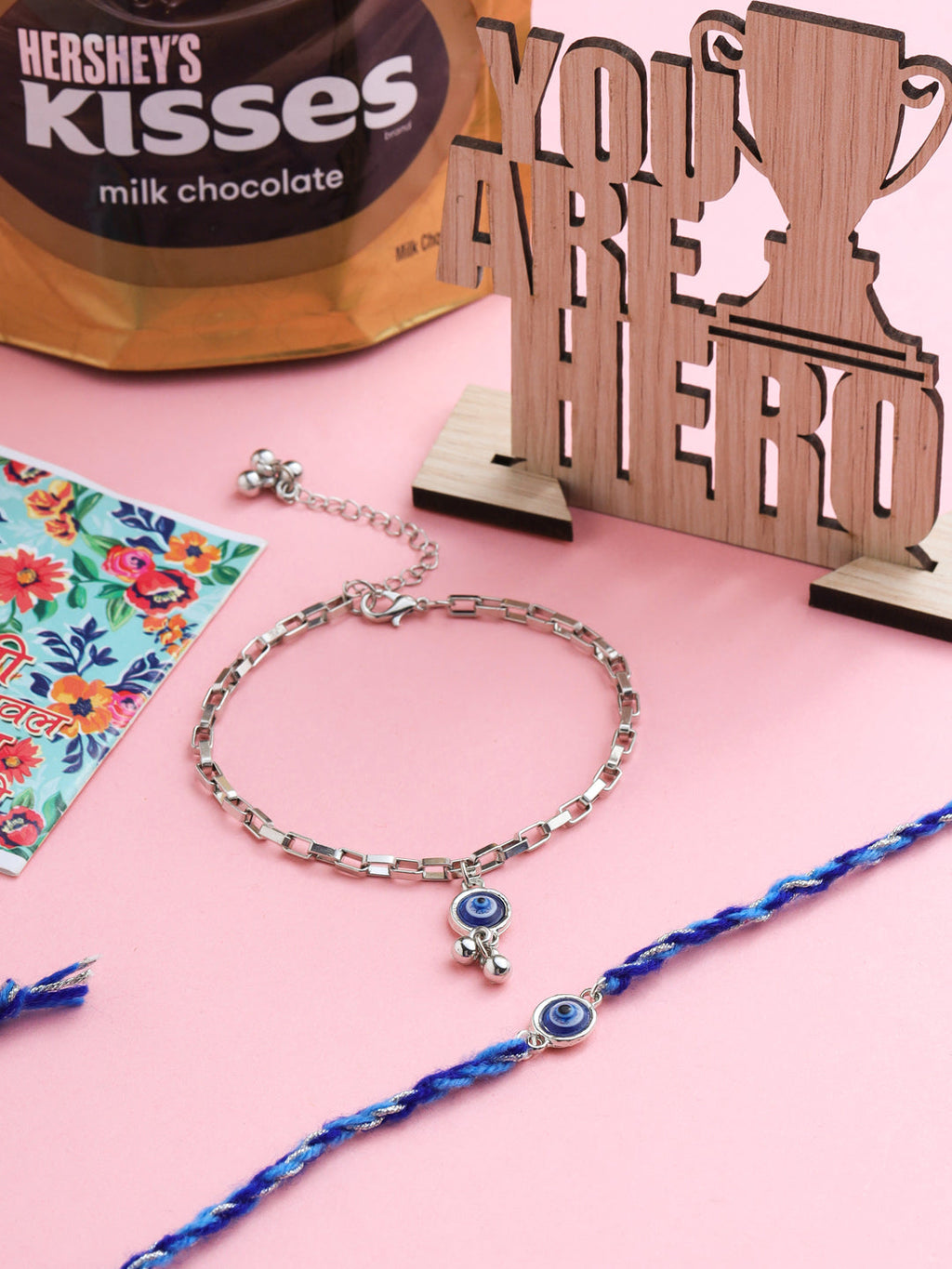 NVR Set of 2 Blue Evil Eye Bhaiya Bhabhi Rakhi, Combo for Rakshabandhan - Distacart