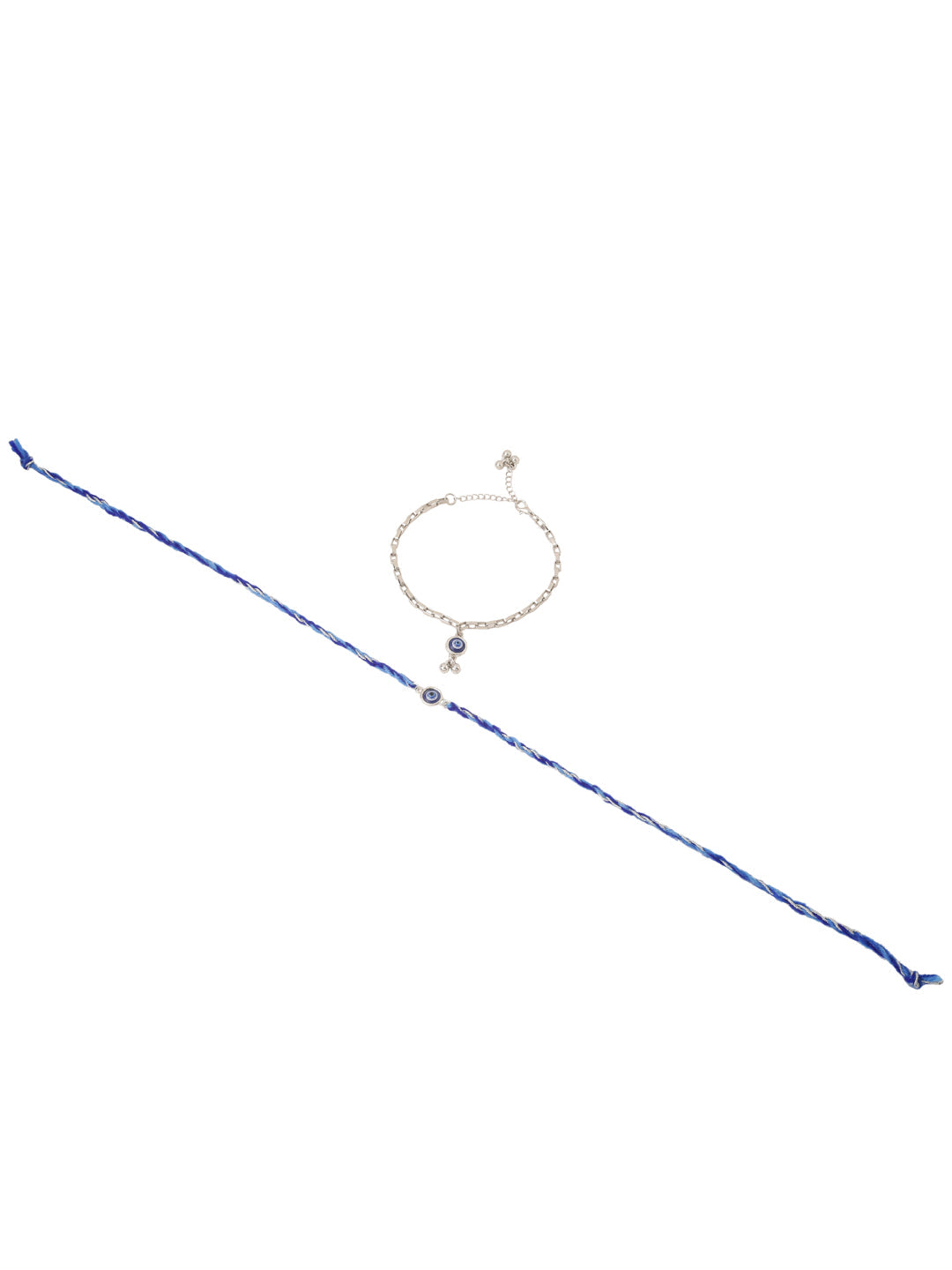 NVR Set of 2 Blue Evil Eye Bhaiya Bhabhi Rakhi with Roli Chawal Chandan & Mishri - Distacart