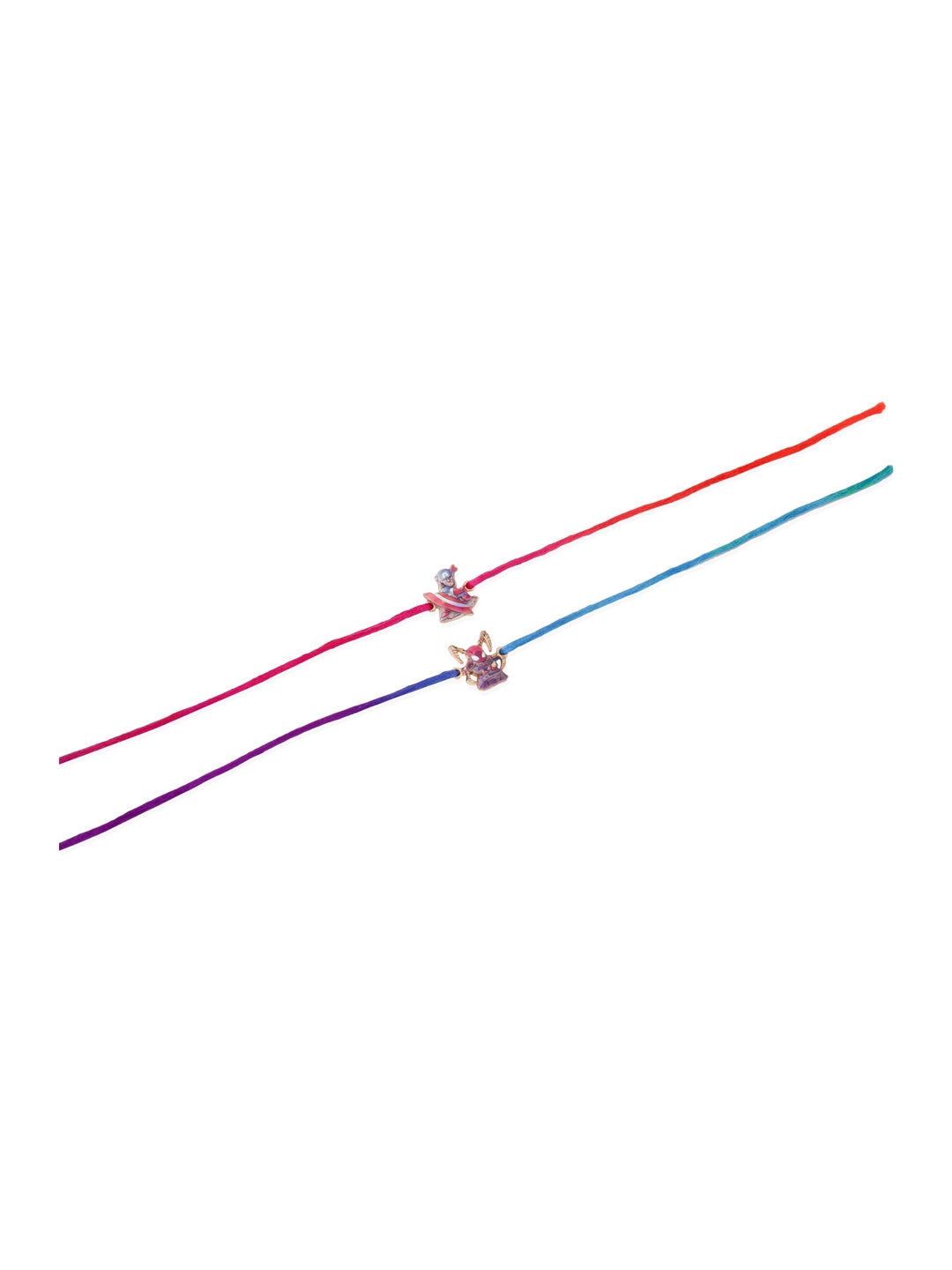 NVR Kids Set of 2 Cartoon Character Purple & Red Thread Rakhi with Roli Chawal Chandan & Mishri - Distacart