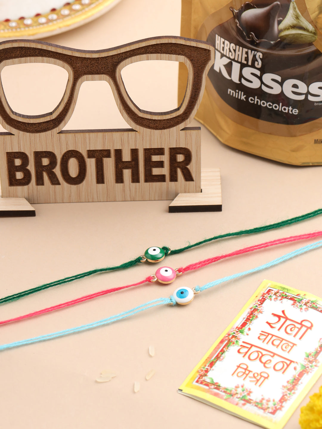NVR Men's Set of 3 Multicolor Evil Eye Thread Rakhi, Combo for Rakshabandhan - Distacart