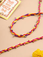 NVR Men Multicolor Artificial Beads Thread Rakhi with Roli Chawal Chandan & Mishri - Distacart