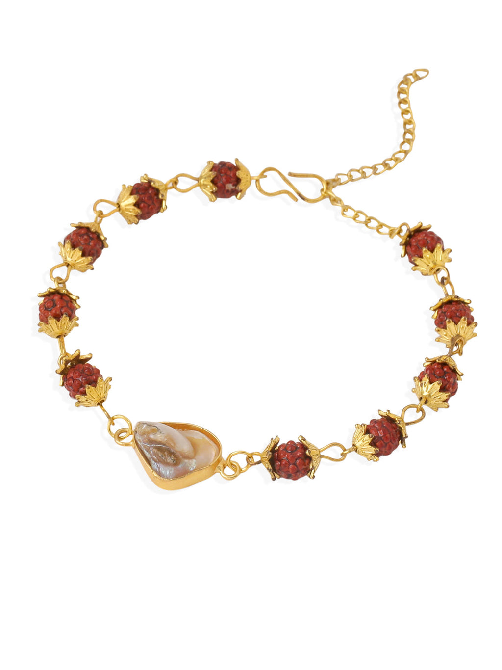 NVR Set of 2 Gold Toned Rudraksh & Pearls Bhaiya Bhabhi Rakhi Set, Combo for Rakshabandhan - Distacart