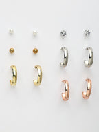 NVR Women's Set of 6 Rhodium-Plated Contemporary Half Hoop Earrings - Distacart