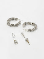NVR Women's Set of 3 Silver-Plated Artificial Stones Half Hoop Earrings - Distacart