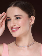 NVR Women's Rose Gold-Polished CZ-Studded Jewellery Set