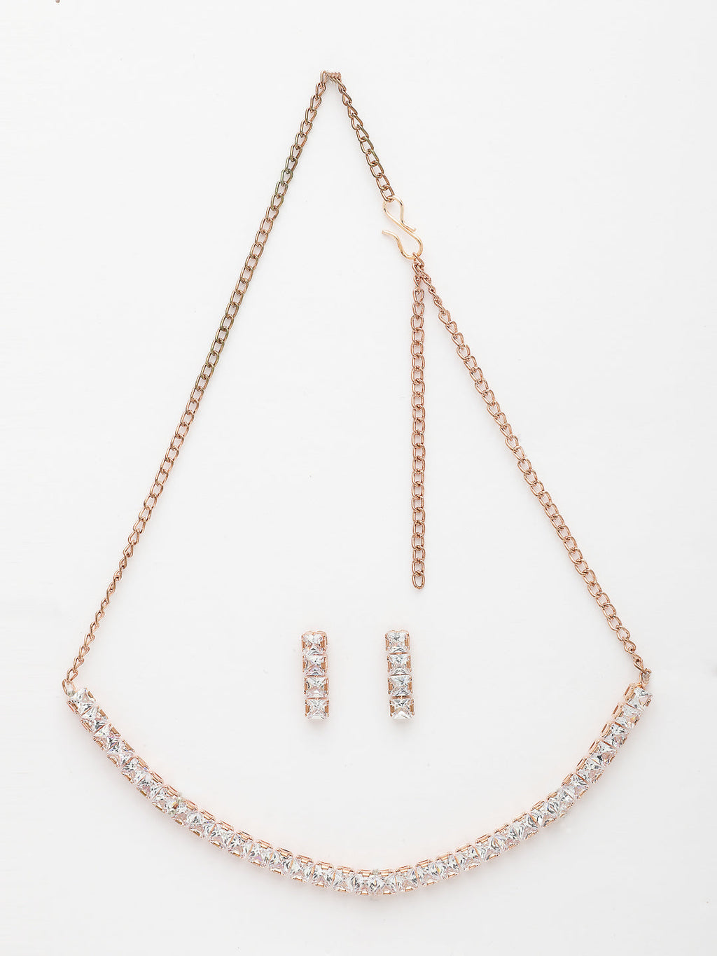 NVR Women's Rose Gold-Polished CZ-Studded Jewellery Set