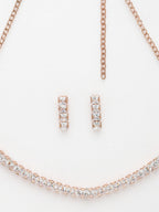 NVR Women's Rose Gold-Polished CZ-Studded Jewellery Set