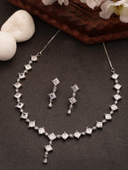NVR Women's Silver-Plated CZ-Studded Brass Handcrafted Jewellery Set
