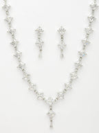 NVR Women's Silver-Plated CZ-Studded Brass Handcrafted Jewellery Set