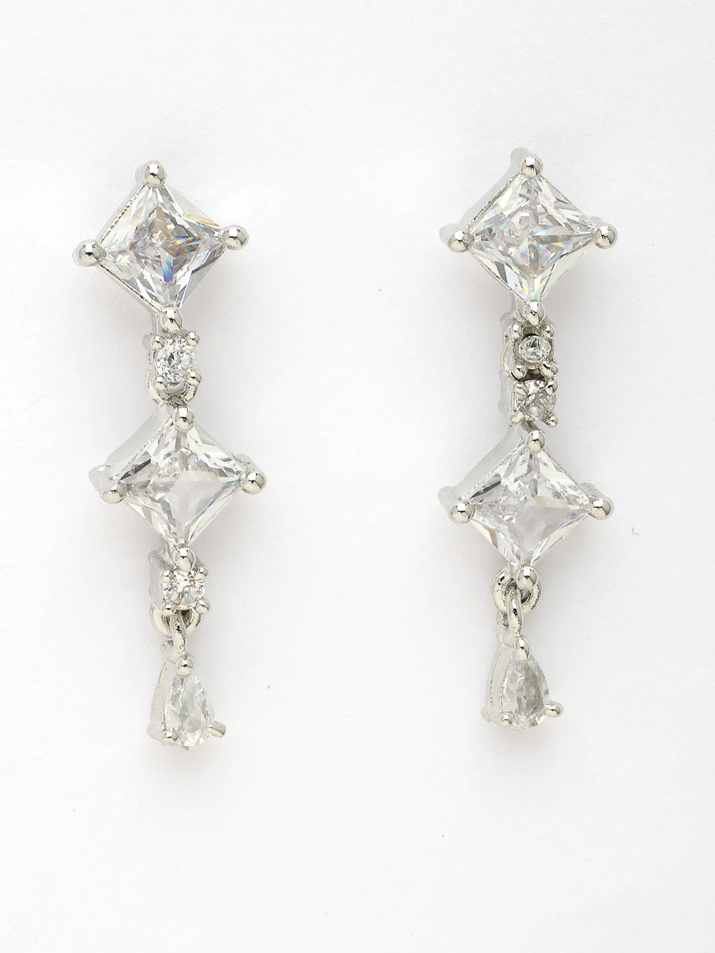 NVR Women's Silver-Plated CZ-Studded Brass Handcrafted Jewellery Set