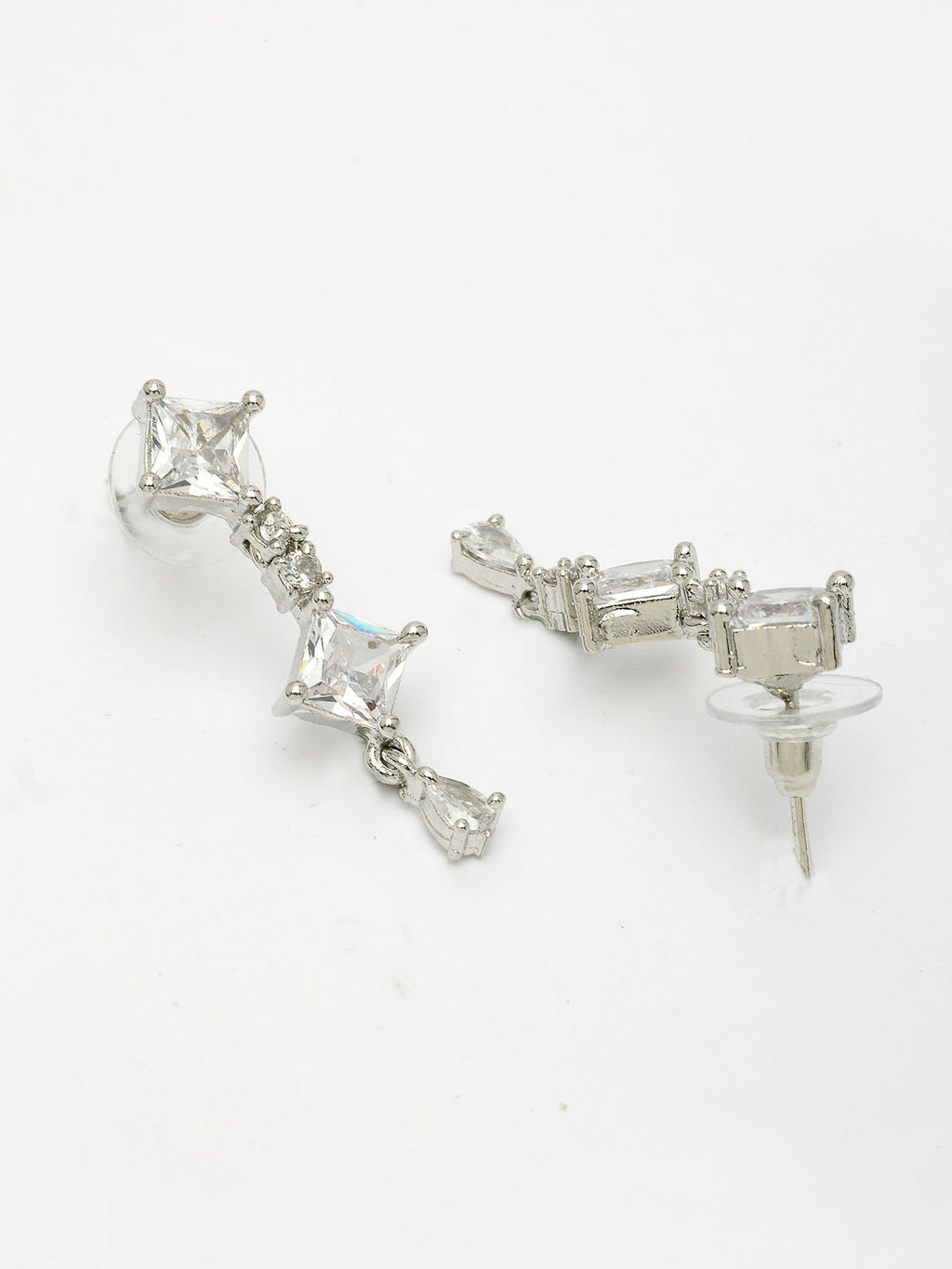 NVR Women's Silver-Plated CZ-Studded Brass Handcrafted Jewellery Set