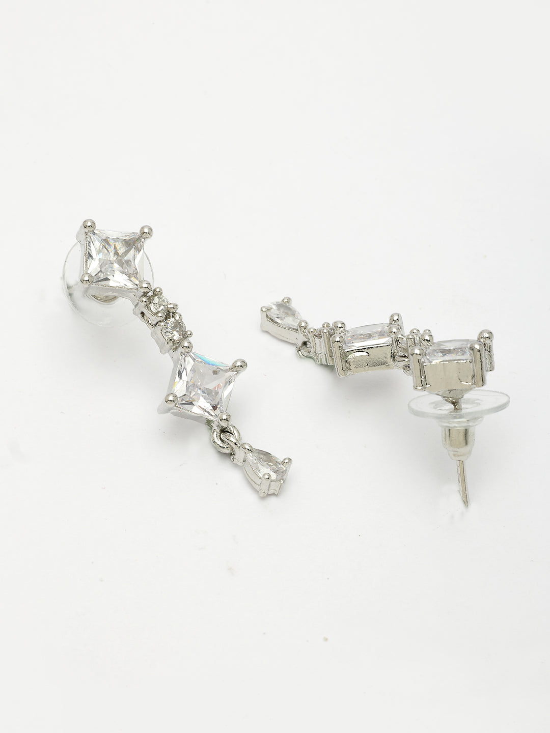 NVR Women's Silver-Plated CZ-Studded Brass Handcrafted Jewellery Set