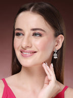 NVR Wome's Silver-Plated AD- Studded Jhumki Earrings - Distacart