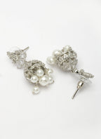 NVR Wome's Silver-Plated AD- Studded Jhumki Earrings - Distacart