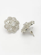 NVR Women's Silver-Plated AD- Studded Circular Shaped Studs Earring - Distacart
