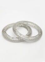 NVR Women's Set of 2 Silver-Plated American Diamond Studded Bangles - Distacart
