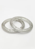 NVR Women's Set of 2 Silver-Plated American Diamond Studded Bangles - Distacart