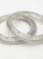 NVR Women's Set of 2 Silver-Plated American Diamond Studded Bangles - Distacart