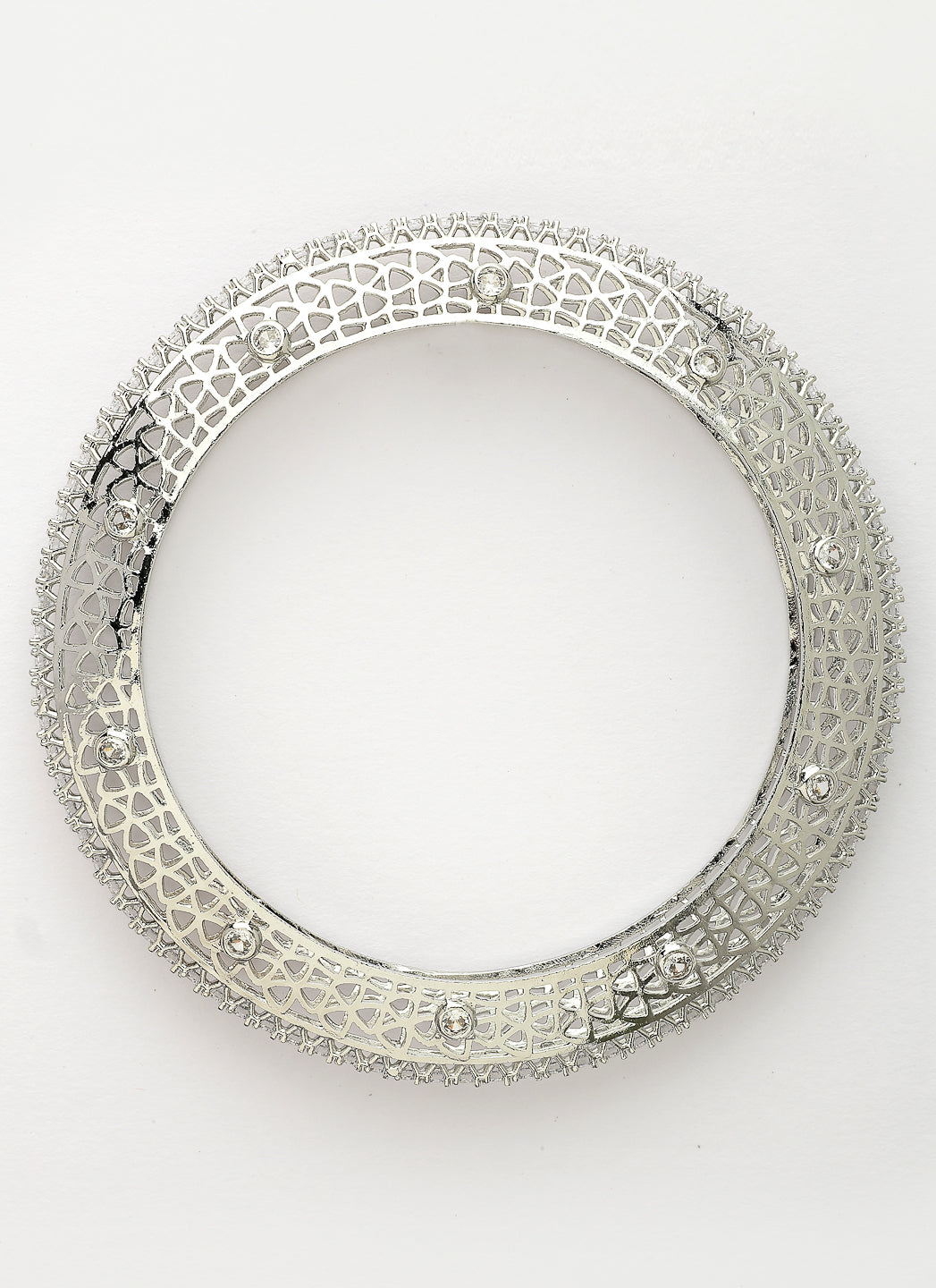 NVR Women's Set of 2 Silver-Plated American Diamond Studded Bangles - Distacart