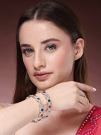 NVR Women's Set of 2 Multicolor Silver-Plated American Diamond Studded Bangles - Distacart