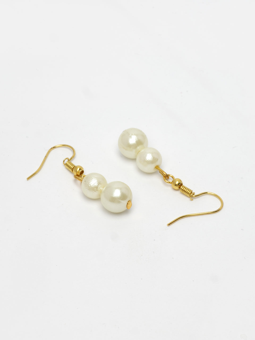 NVR Women's Gold-Polished White Pearl-Beaded Handcrafted Jewellery Set