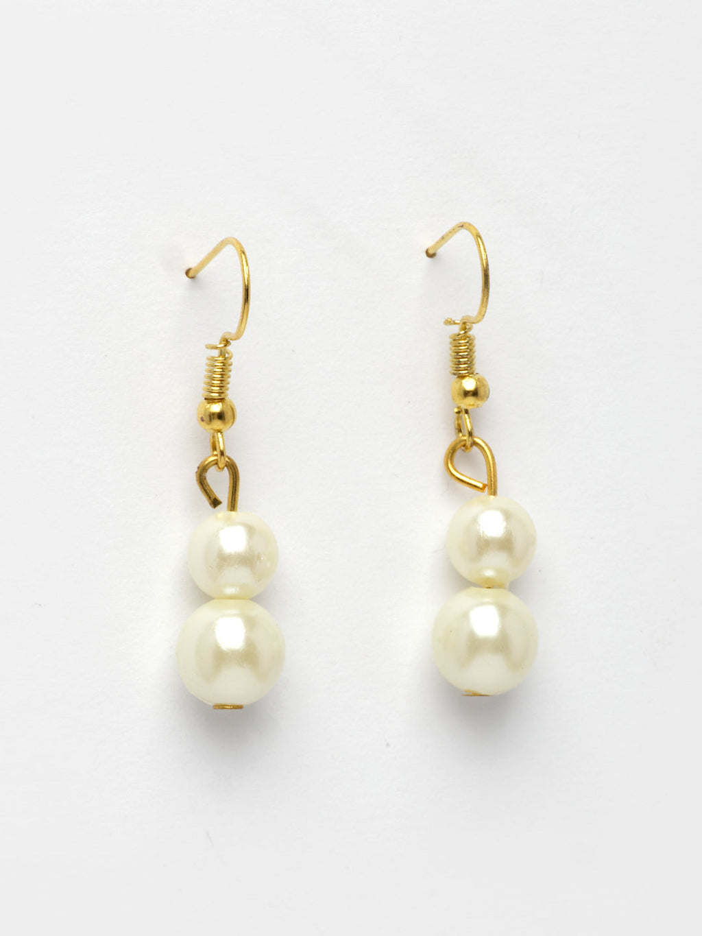 NVR Women's Gold-Polished White Pearl-Beaded Handcrafted Jewellery Set