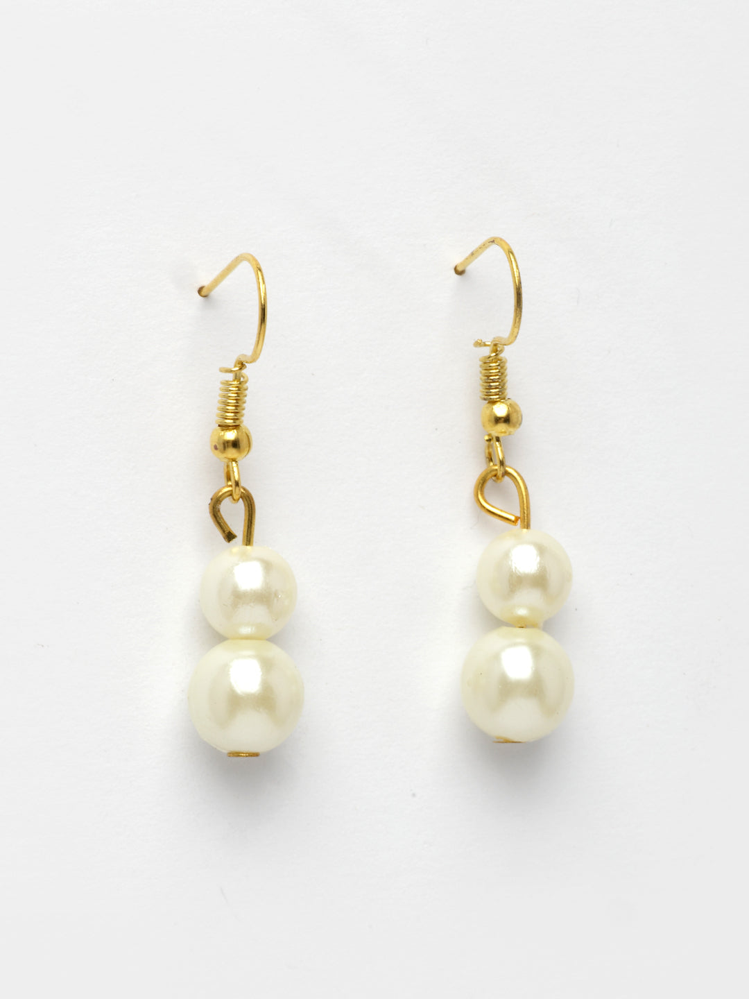 NVR Women's Gold-Polished White Pearl-Beaded Handcrafted Jewellery Set