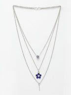 NVR Women's Silver-Toned Artificial Stones Floral Layered Chain - Distacart