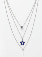 NVR Women's Silver-Toned Artificial Stones Floral Layered Chain - Distacart