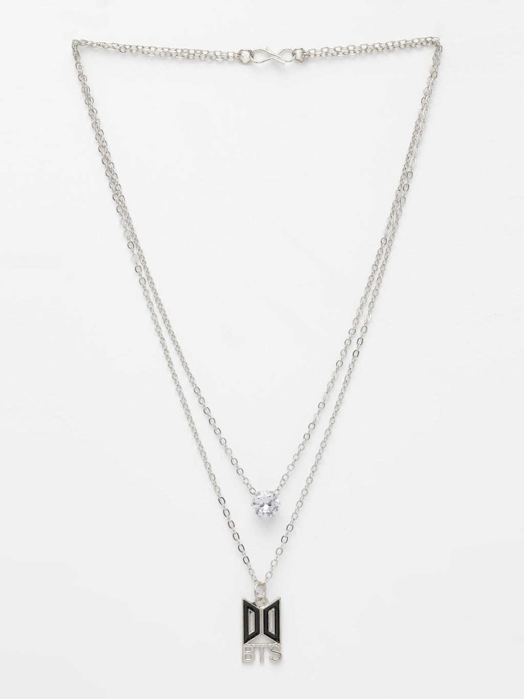 NVR Women's Silver-Toned Artificial Stones Layered Chain - Distacart