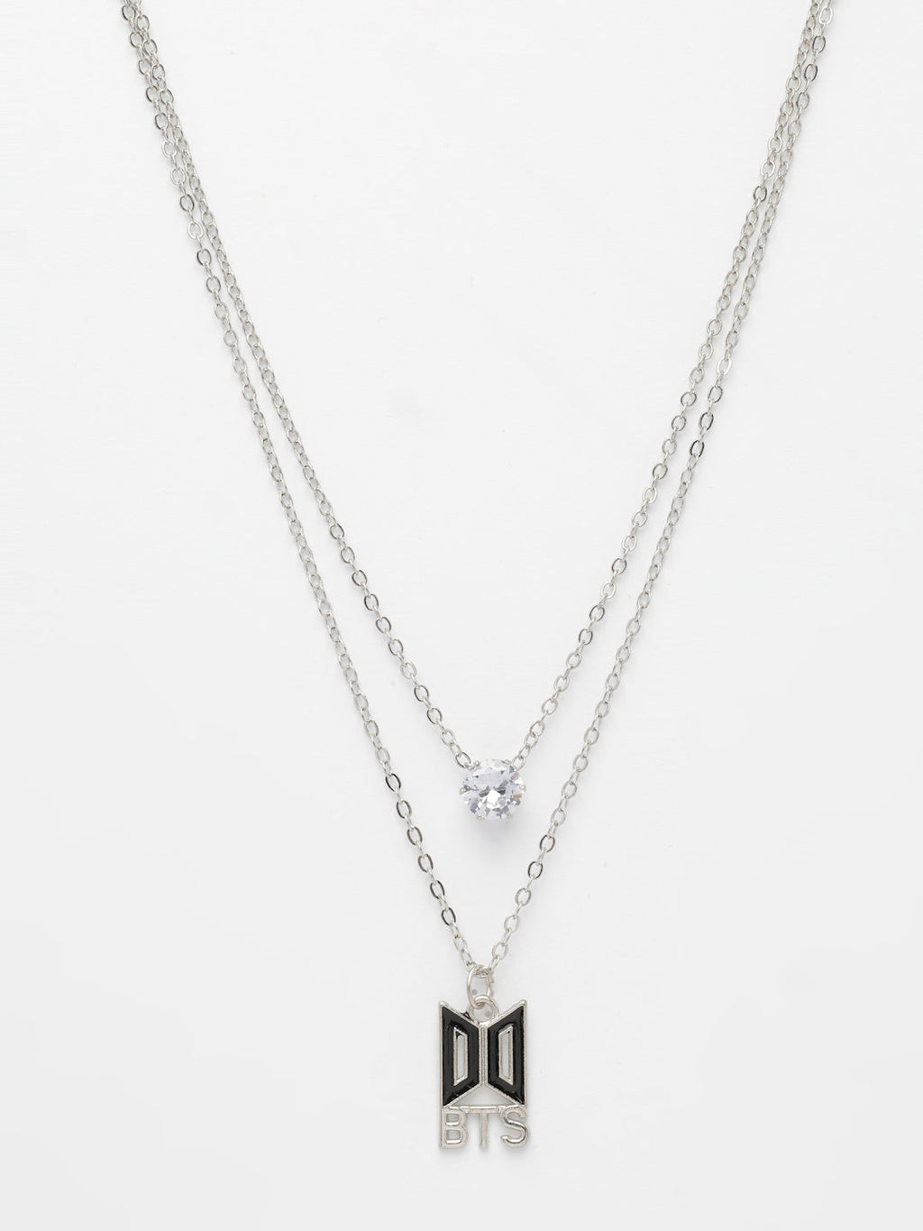 NVR Women's Silver-Toned Artificial Stones Layered Chain - Distacart