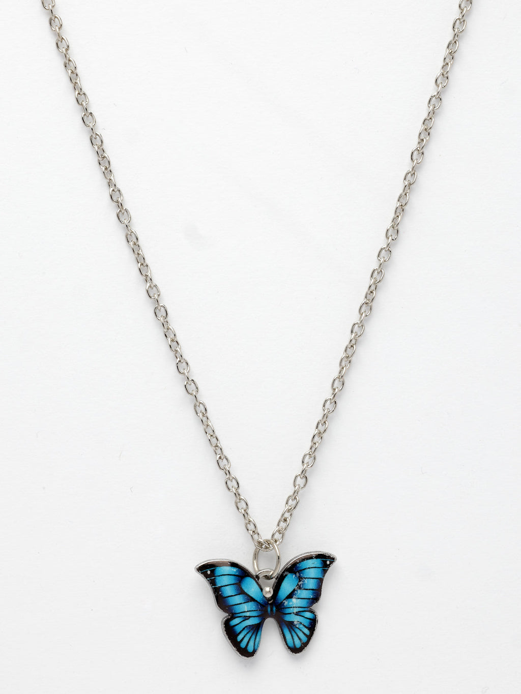 NVR Women's Silver-Plated Chain With Butterfly Pendant