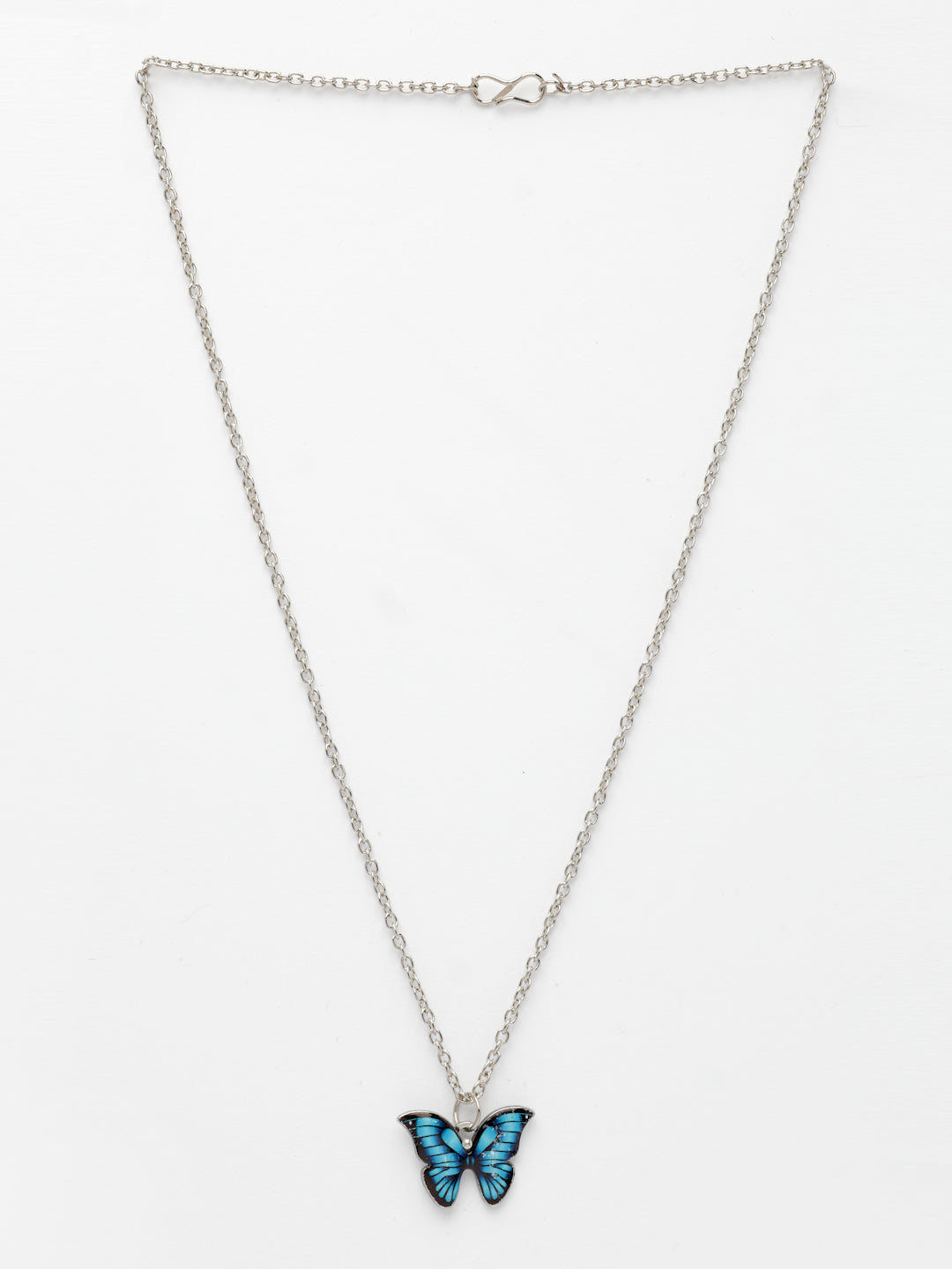 NVR Women's Silver-Plated Chain With Butterfly Pendant
