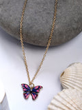 NVR Women's Gold-Polished Chain With Butterfly Pendant