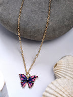 NVR Women's Gold-Polished Chain With Butterfly Pendant