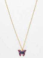 NVR Women's Gold-Polished Chain With Butterfly Pendant
