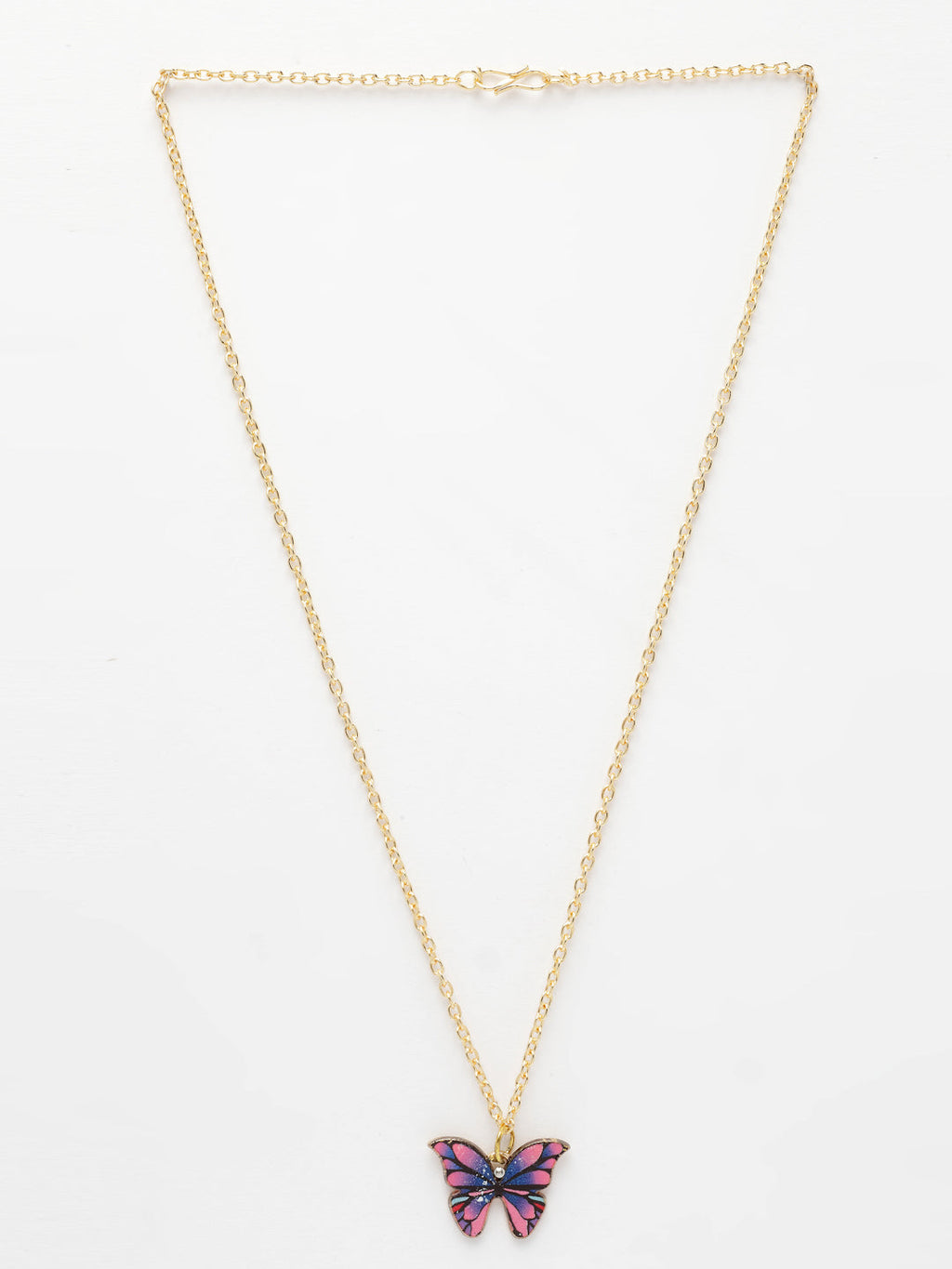 NVR Women's Gold-Polished Chain With Butterfly Pendant